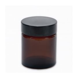 Pot de crème en verre marron avec couvercle noir, 60 ml, 1 pc