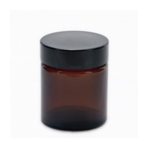 Pot de crème en verre marron avec couvercle noir, 60 ml