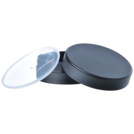 Pot en plastique avec opercule et couvercle, plat et noir, 100 ml, 1 pc