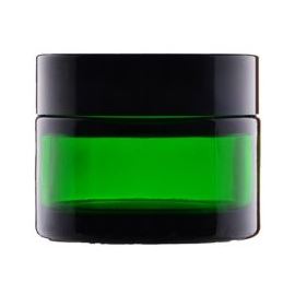 Pot en verre avec couvercle intermédiaire vert avec couvercle noir, 50 ml