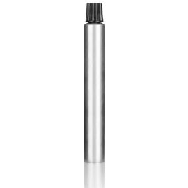 Tube cosmétique en aluminium argenté avec couvercle noir, 15 ml