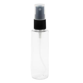 Flacon en plastique transparent avec pulvérisateur noir, 60 ml