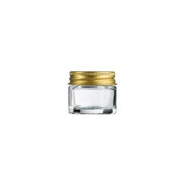 Pot en verre transparent pour crème, avec couvercle doré, 15 ml