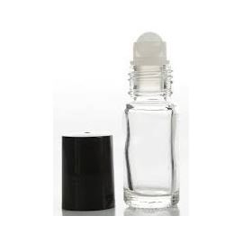 Roll-on en verre, transparent avec bouchon noir, 5 ml