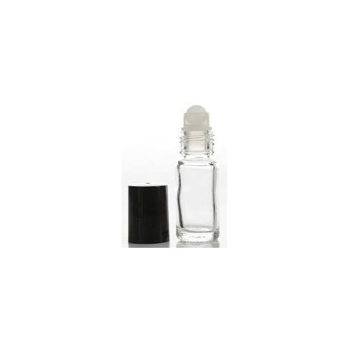 Flacon roll-on en verre transparent avec couvercle noir, 5 ml