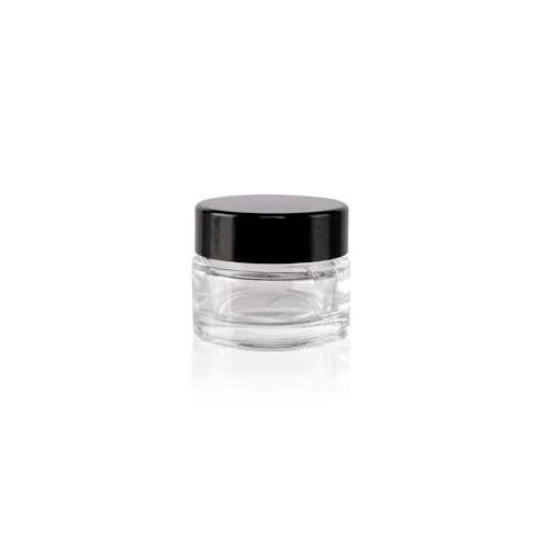 Pot en verre transparent avec couvercle noir, 5 ml