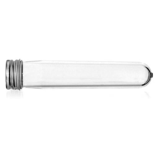 Tube de test en plastique transparent avec bouchon en aluminium, 30 ml