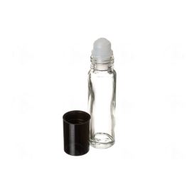 Roll-on en verre, transparent avec bouchon noir, 10 ml