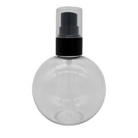 Bouteille en plastique, ronde, avec pompe noire, transparente, 300 ml, 1 pièce.