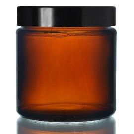 Pot en verre brun avec couvercle noir, 120 ml, 1pc