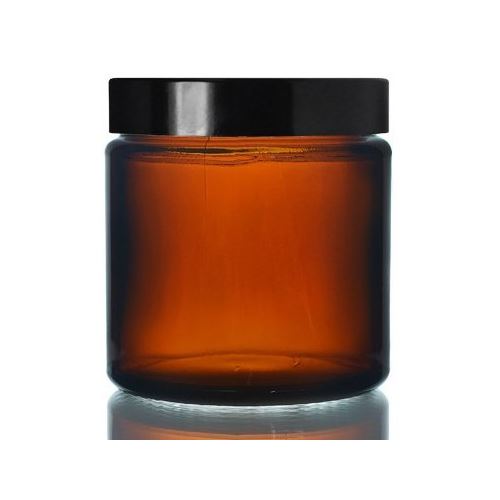 Pot en verre brun avec couvercle noir, 120 ml