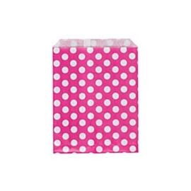 Sac en papier 18 x 23 cm, rose à pois, paquet de 50 pcs