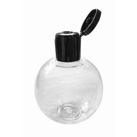 Bouteille ronde en plastique avec bouchon à clapet noir, 300 ml, 1 pièce.