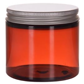 Boîte plastique ambrée avec couvercle en aluminium, 200 ml