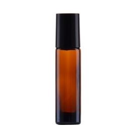 Roll-on en verre brun avec bille métallique, 10 ml