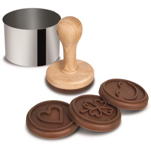 Set de timbres bois/silicone/métal, 6 pièces