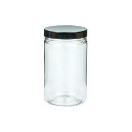 Boîte plastique transparente avec couvercle noir, 400 ml, 1 pièce