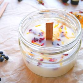 Bougies à mèche en bois, parfumées à la cire de colza fraîche