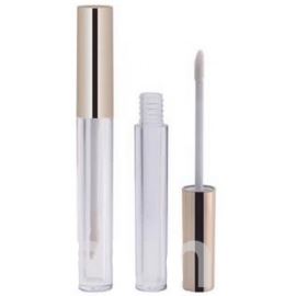 Pot de gloss en plastique transparent avec bouchon doré, 10 ml