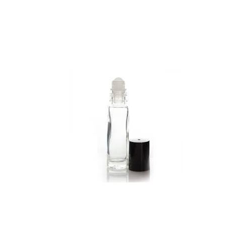 Flacon roll-on en verre transparent avec couvercle noir, 10 ml