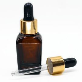 Flacon en verre avec pipette, carré marron, 10 ml