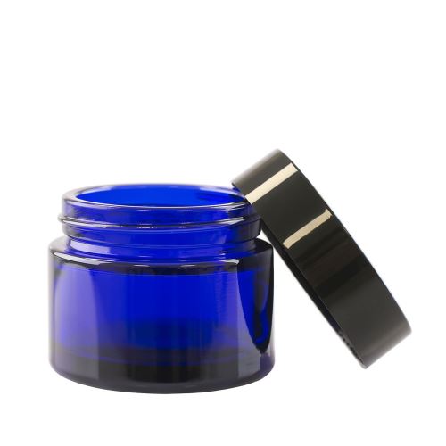 Pot de crème en verre avec couvercle bleu, 50 ml