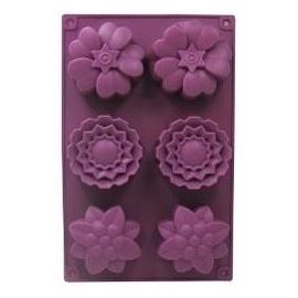 Moule en silicone pour savons ou chocolat - fleurs 6x