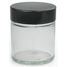 Récipient en verre transparent pour la crème avec couvercle noir, 30 ml