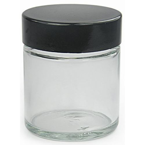 Pot de crème en verre transparent avec couvercle noir, 30 ml