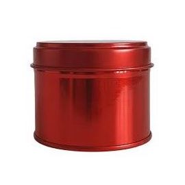 Boîte métallique ronde rouge avec couvercle, 250 ml