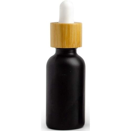 Flacon en verre avec pipette en bambou noir, 10 ml